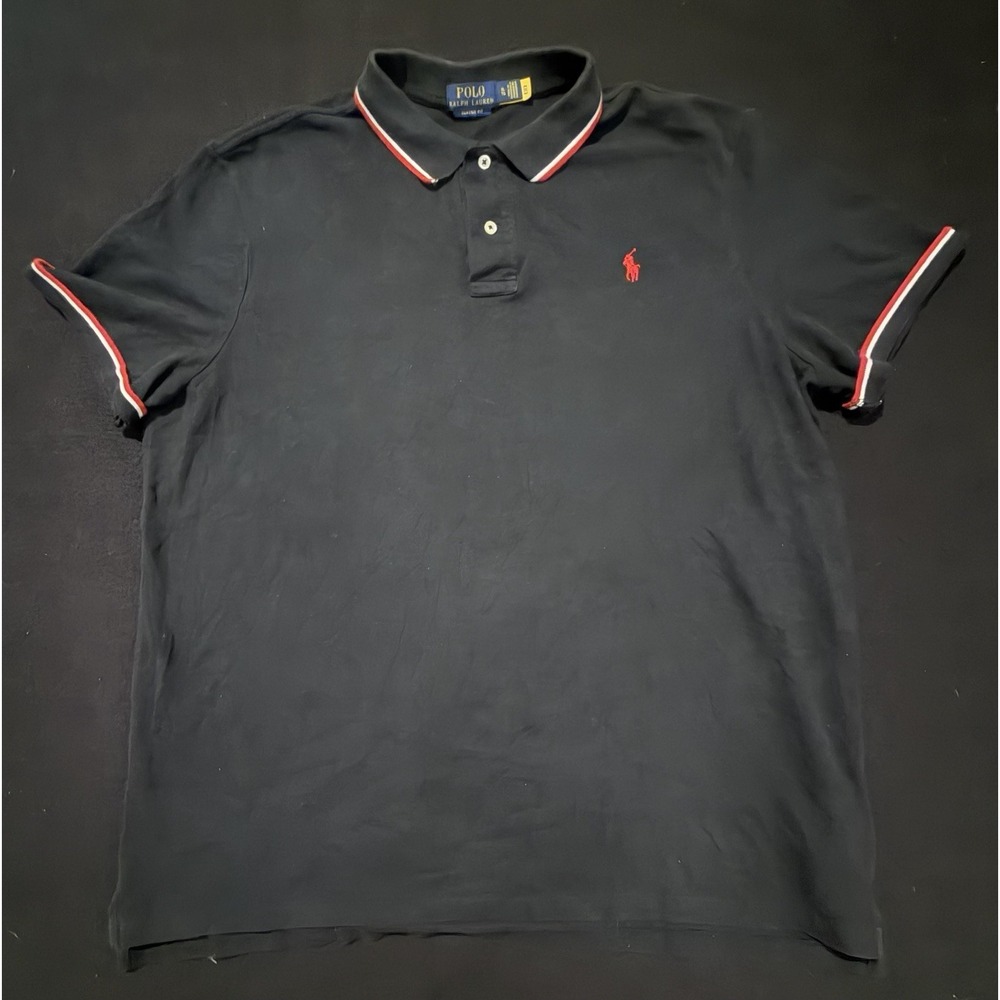 Polo Ralph Lauren Red Pony Logo Red White Trim Classic Fit Mens‎ XL